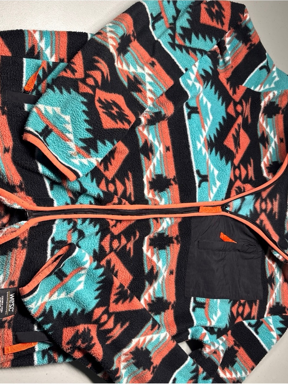 WeSC Moritz Blanket Fleece Jacket Full Zip Southwest Aztec Tribal Men L
